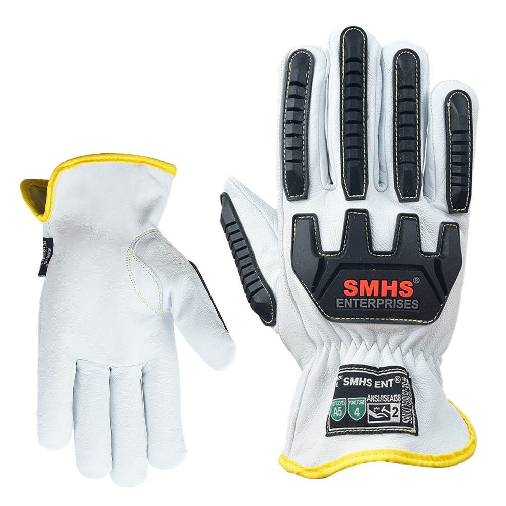 Economic Goat Grain Leather Impact Driver Gloves