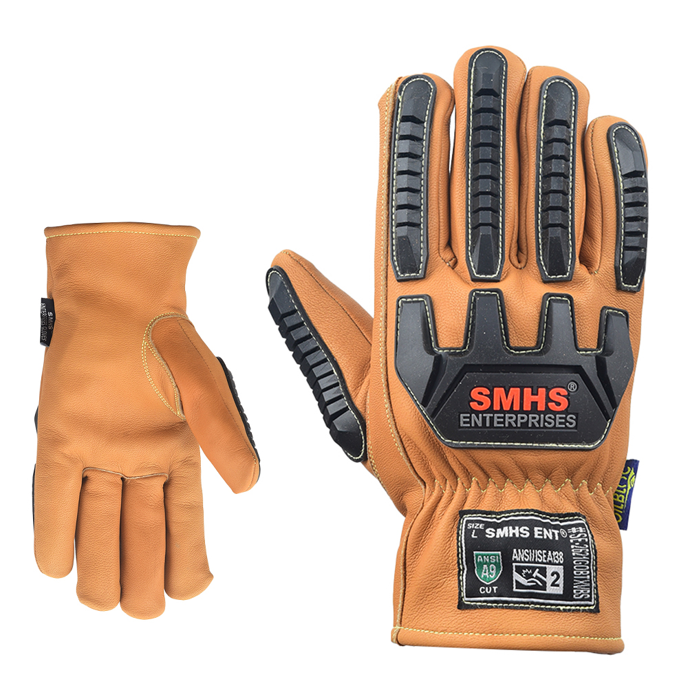 Maximum cut-resistant, OilBloc and water-resistant goat leather driver gloves with impact protection