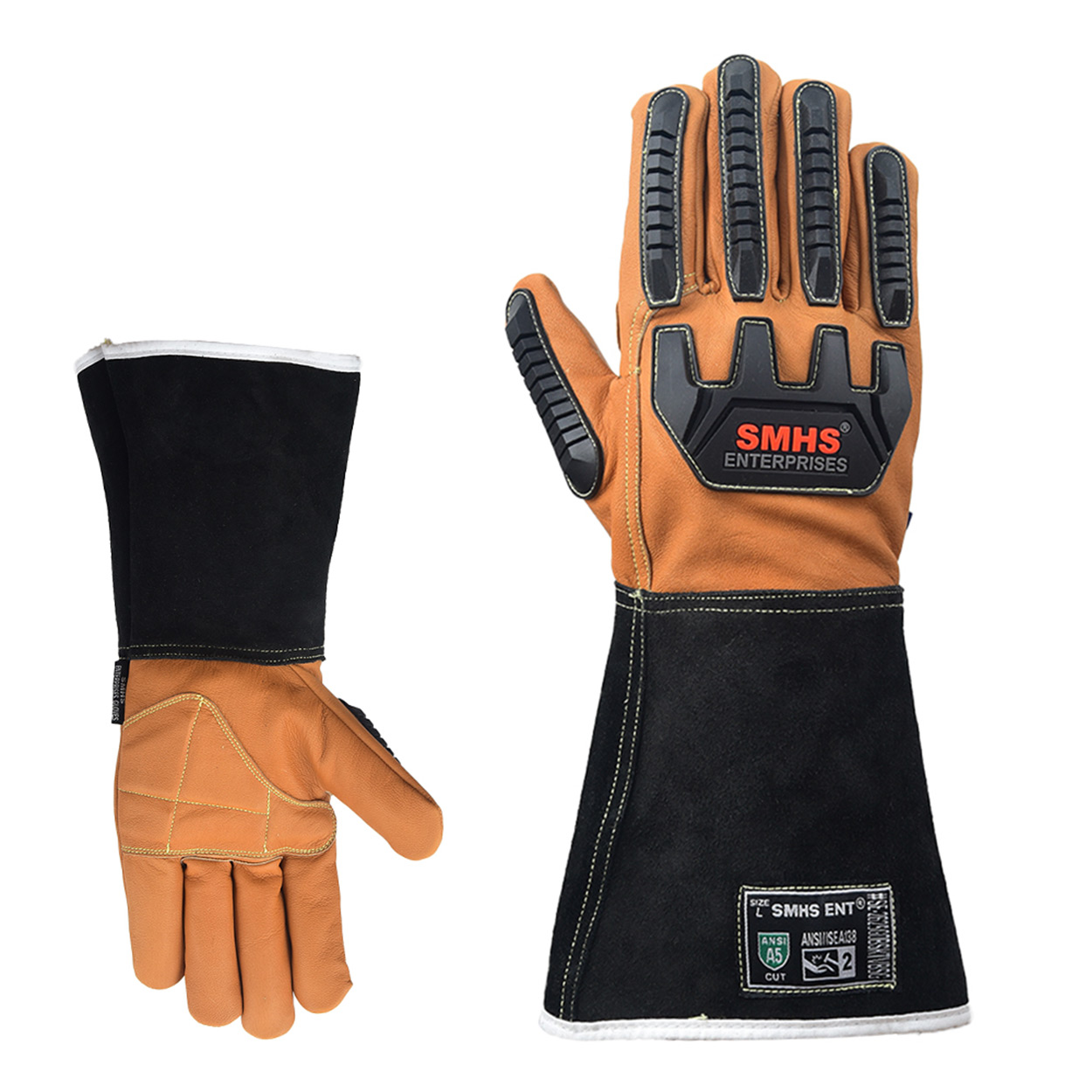 Premium OilBloc & Water-Resistant Goat Leather Cut & Impact Protection Gloves with Gauntlet Cuff