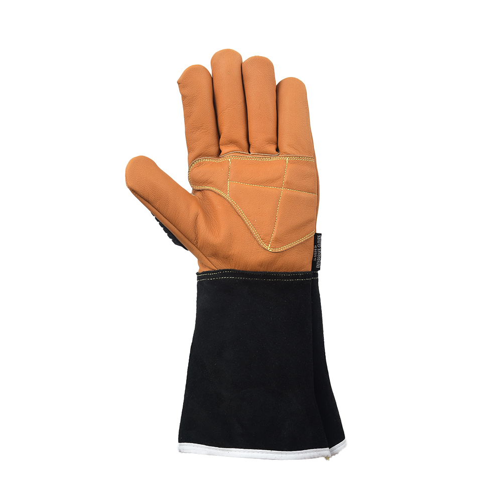 Premium OilBloc & Water-Resistant Goat Leather Cut & Impact Protection Gloves with Gauntlet Cuff - Image 4