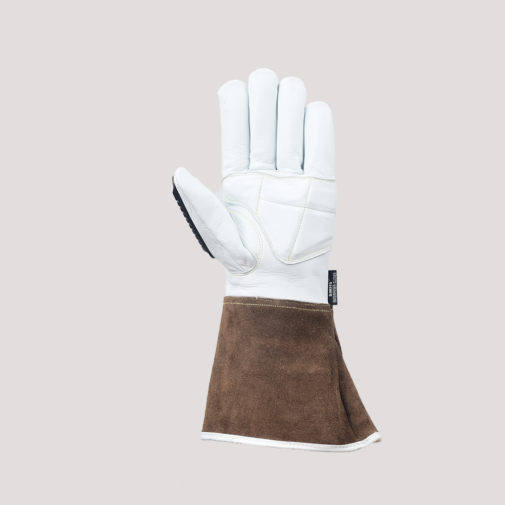 High-Quality Goat Grain Leather Cut & Impact-Resistant Gloves with Padded Palms and Extended Cuffs - Image 4