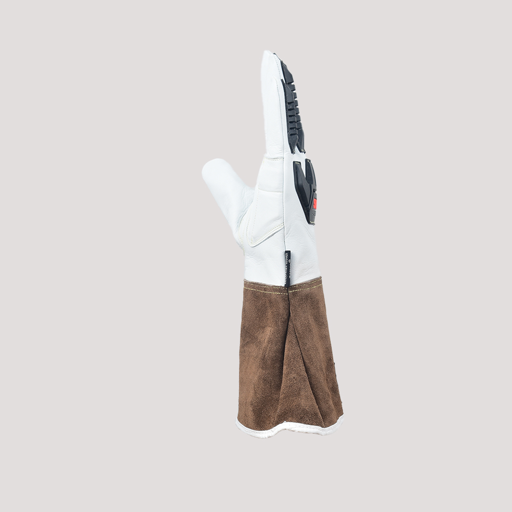 High-Quality Goat Grain Leather Cut & Impact-Resistant Gloves with Padded Palms and Extended Cuffs - Image 3