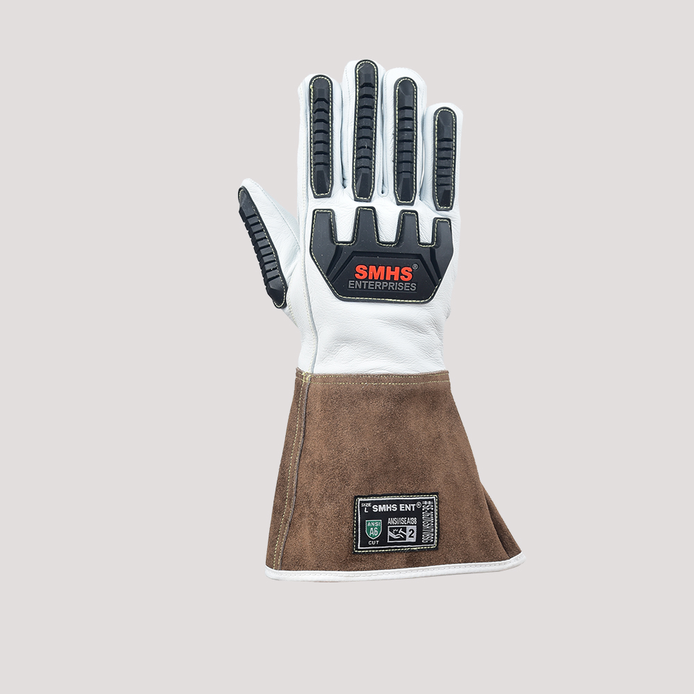 High-Quality Goat Grain Leather Cut & Impact-Resistant Gloves with Padded Palms and Extended Cuffs - Image 5