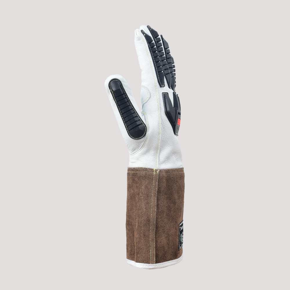 High-Quality Goat Grain Leather Cut & Impact-Resistant Gloves with Padded Palms and Extended Cuffs - Image 2