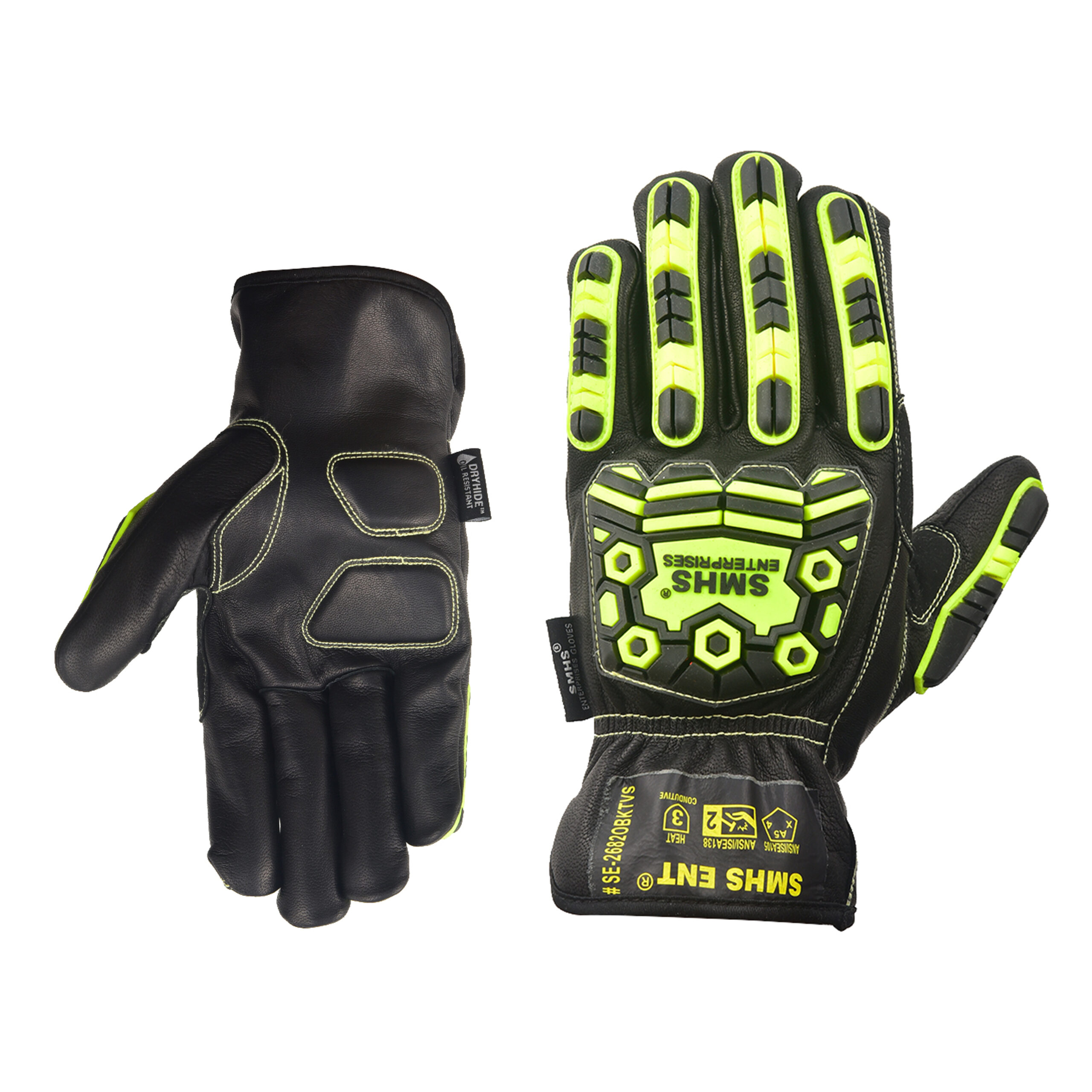 SMHS ENTERPRISES® IronGuard™ Black Grain Goatskin Driver Gloves